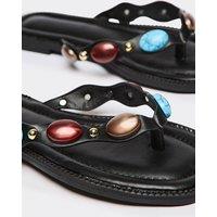 EGO Women's Faux Leather Sandals in Black | Size: 5