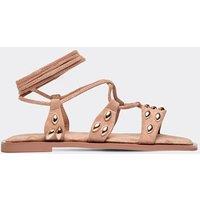 EGO Women's Lace Up Faux Suede Sandals in Stone | Size: 6