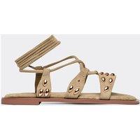 EGO Women's Lace Up Faux Suede Sandals in Light Sand | Size: 5