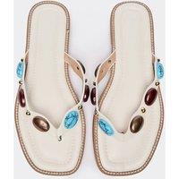 EGO Women's Faux Leather Sandals in Cream | Size: 6