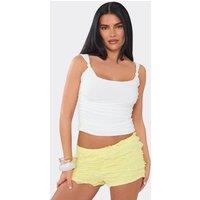 EGO Women's Ruffle Low Rise Shorts in Lemon | Size: 10