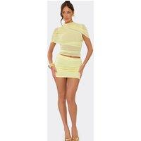 EGO Women's Mesh Mini Skirt in Lemon | Size: 12