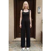 MyFashion Women's Sweetheart Neck Linen Blend Jumpsuit in Black | Size: XL