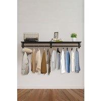 H&O Direct Black Wall Mounted Clothes Rack with Top Shelf
