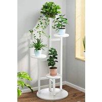 Living and Home 4 Tier White Plant Stand Indoor Tall Corner Round Flower Pot Stands
