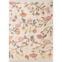 THE RUGS Roya Afghan Kelim Rug Handwoven Flatweave Jute Cotton in Cream | Size: 80 cm x 200 cm