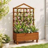 STILVORA Garden Planter with Trellis 90 x 43 x 150 cm Brown