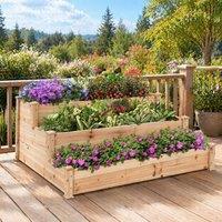 STILVORA 3-Tier Raised Garden Bed 124 x 124 cm Natural