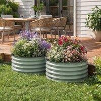 STILVORA Set of 2 Raised Garden Beds 60 cm in Green