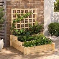 STILVORA Raised Garden Bed with Trellis 95 x 95 cm Natural Wood