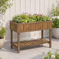 STILVORA Raised Planter with 8 Compartments & Shelf Brown