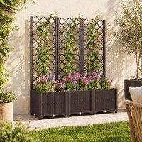 STILVORA Raised Garden Bed with Trellis 120 cm in Brown
