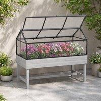 STILVORA Raised Garden Bed with Polycarbonate Cover in Grey