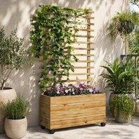 STILVORA Raised Planter with Trellis & Wheels 76 x 30 cm in Natural