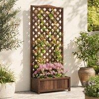 STILVORA Raised Planter with Trellis 76 cm Wooden Structure Brown