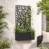 STILVORA Raised Planter with Trellis Black