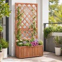 STILVORA Wooden Planter with Trellis 72.5 cm Orange in Natural
