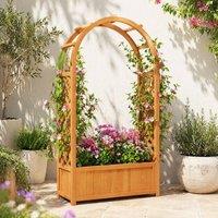 STILVORA Raised Garden Bed with Trellis 83 x 36 x 145 cm in Brown