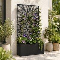 STILVORA Raised Planter with Trellis 113 cm Black