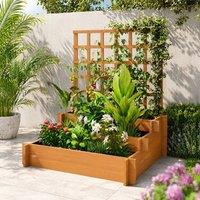 STILVORA 3 Tier Garden Planter with Trellis 95 x 95 x 110 cm in Brown