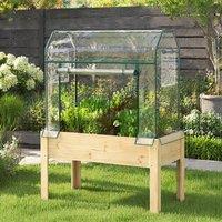 STILVORA Raised Planter Box with Greenhouse Cover in Natural
