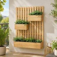STILVORA Wall-mounted Garden Planter with Trellis & 3 Planter Boxes in Natural