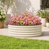 STILVORA Raised Garden Bed 120 cm Steel Planter in Cream