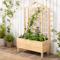 STILVORA Garden Planter with Trellis 90 x 43 x 150 cm in Natural