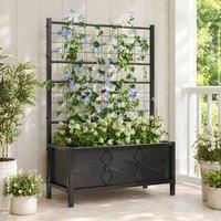 STILVORA Raised Garden Bed with Trellis 90 x 40 x 120 cm in Black