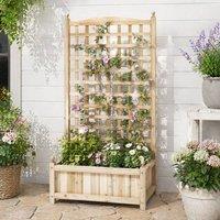STILVORA Garden Planter with Trellis in Natural Wood
