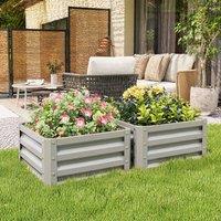 STILVORA Set of 2 Planter Boxes 60 x 60 cm in Grey