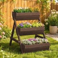 STILVORA 3 Tier Raised Garden Bed with Water Holes in Brown