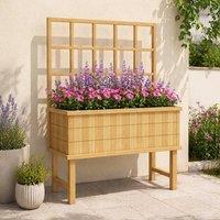 STILVORA Garden Planter with Trellis 105 cm Natural Wood