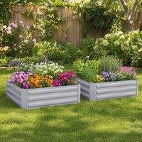 STILVORA Raised Garden Bed Set of 2 100 x 100 cm in Grey