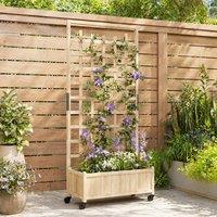 STILVORA Planter with Trellis & Wheels in Natural