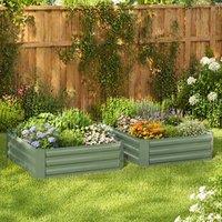 STILVORA Set of 2 Raised Garden Beds 100 x 100 cm in Green