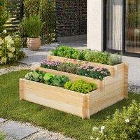 STILVORA 3 Tier Raised Garden Bed with 9 Grow Grids in Natural Wood