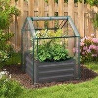 STILVORA Raised Planter Bed with Cover 70 x 70 cm in Clear