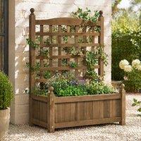 STILVORA Garden Planter with Trellis Wooden Structure Brown