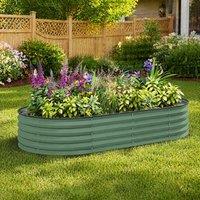 STILVORA Set of 2 Raised Garden Beds 181 cm with Stakes in Green