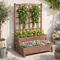 STILVORA Raised Planter with Trellis 88 cm Brown