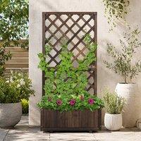 STILVORA Wood Planter with Trellis 72.5 cm in Carbon Black