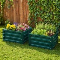 STILVORA Set of 2 Garden Planter Boxes 60 x 60 cm Green