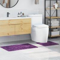 Berkfield Home 2 Piece Bath Mat Set Purple Polypropylene Non-Slip | Size: Medium
