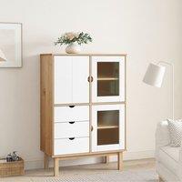 Berkfield Home Highboard OTTA Brown & White 85x43x125 cm Solid Wood Pine | Size: 85 x 43 x 125 cm