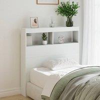 Berkfield Home Headboard Cabinet with LED White 100x17x102 cm | Size: 100 x 17 x 102 cm