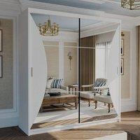 MN Furniture Canberra Sliding Wardrobe with Mirror & LED Light W203cm x H217cm in White