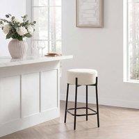 OHS Boucle Bar Stool Kitchen Chair Pub Seat Home Dcor in White