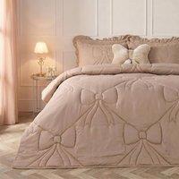 OHS Bow Lattice Coverless 7.5 TOG Duvet Bedding Set with Pillowcase in Natural | Size: King