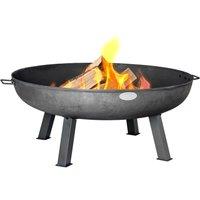 Harbour Housewares 100cm Cast Iron Fire Pit - Outdoor Garden Patio Fire Bowl Heater Stove in Black
